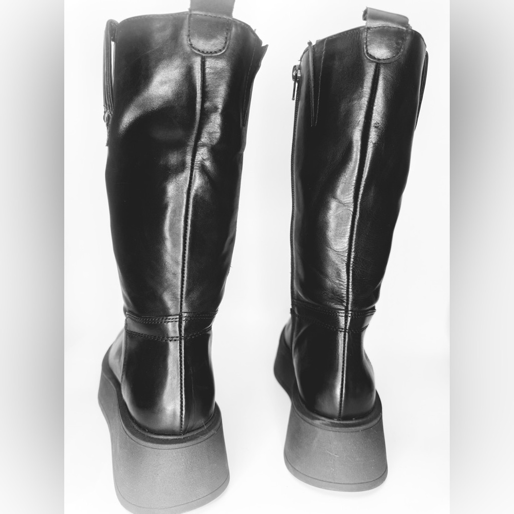 Tamaris Varinna Black Leather Combat Boots Platform Sole – EU 39 / US 8.5 - Picture 7 of 9